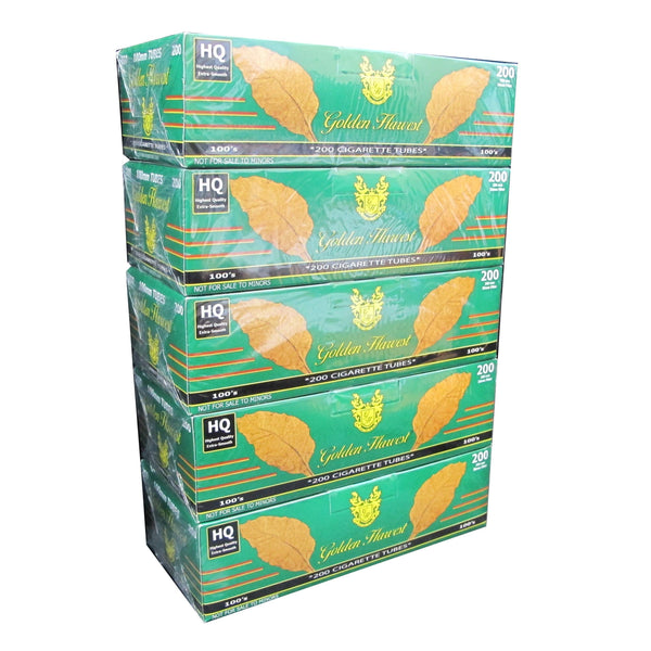 Golden Harvest Green (Menthol) Cigarette Tubes RYO Supplies Golden Harvest 100's 5 Pack 