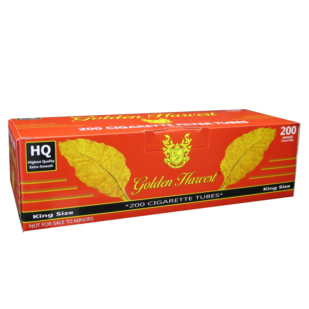 Golden Harvest Red (Full Flavor) Cigarette Tubes RYO Supplies Golden Harvest King (84mm) 200ct Carton 