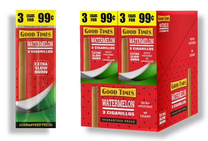 Good Times Watermelon Cigarillos Machine Made Good Times Watermelon 30 Packs of 3 (90ct) 