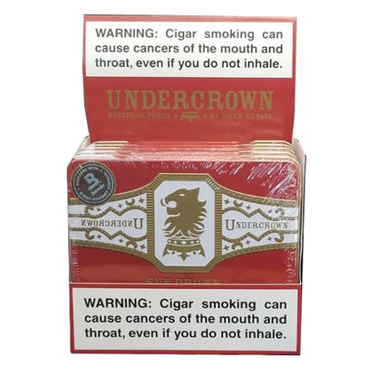 Box of Undercrown Premium Cigars in a red tin, featuring the Undercrown brand label and cigars inside.