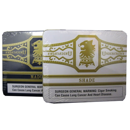 Single tin of Undercrown premium cigars by Liga Undercrown, showing the cigar tin packaging and branding.