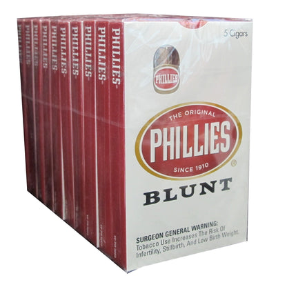 Machine-made Phillies Blunt Cigars in natural wrapper, showing the cigars with the Phillies branding and packaging.