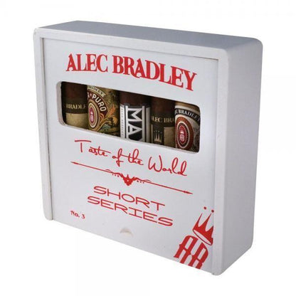 Box of six Alec Bradley Taste of the World Short Series premium cigars in a sampler box.