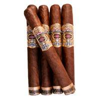 Alec Bradley Tempus Inceptio premium cigars in a 5-pack, showcasing their elegant cigar bands and dark, rich tobacco wrappers.