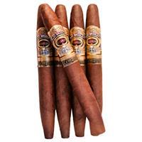 A pack of five Alec Bradley Tempus Magistri premium cigars with dark brown wrappers and detailed band labels.