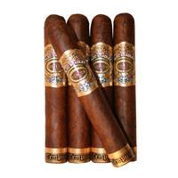 A pack of five Alec Bradley Tempus Terra Novo premium cigars with dark brown wrapper and branded packaging.