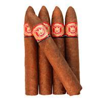 Five Arturo Fuente Don Carlos Belicoso premium cigars in a pack, showcasing smooth, dark cigar wrappers and elegant packaging.