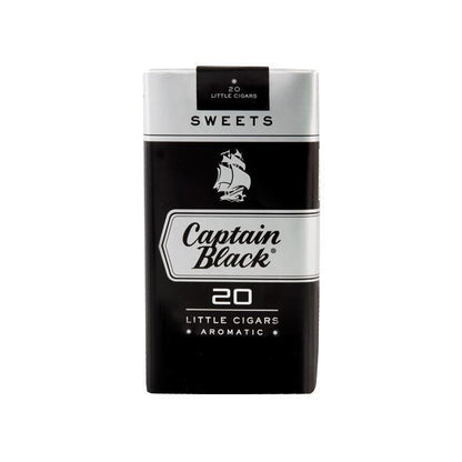 Captain Black Sweets Little Cigars pack featuring small, sweet-flavored cigars with colorful branding and packaging.