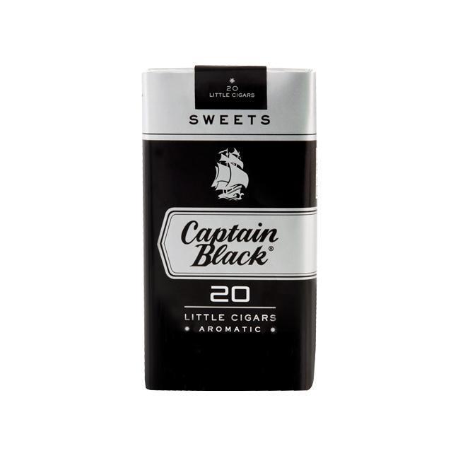 Captain Black Sweets Little Cigars pack featuring small, sweet-flavored cigars with colorful branding and packaging.