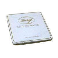 Davidoff small premium cigars in a 10-count tin, showcasing the slender cigars with the Davidoff branding on the packaging.