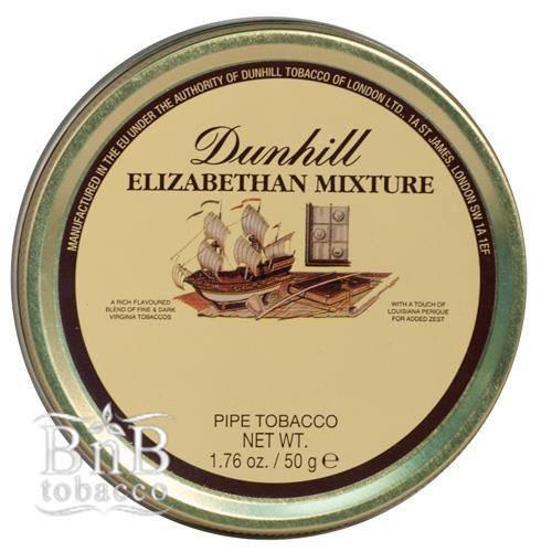 Peterson Elizabethan Mixture Pipe Tobacco in a 50g tin, featuring a blend of premium pipe tobacco with rich, aromatic flavors.