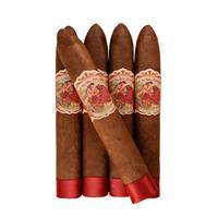 Five Flor de Las Antillas Sun Grown Belicoso premium cigars in a pack, showcasing rich brown wrapper and handcrafted quality.