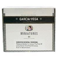 Box of Garcia y Vega Miniatures, machine-made cigars in a 50-count pack, featuring the brand's signature packaging and cigar details.