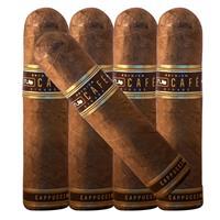Five Nub Nuance Premium Cigars in Cafe Cappuccino flavor, featuring sleek cigar packaging with the Nub brand logo.