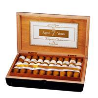 Box of Rocky Patel Vintage 1999 premium cigars with 20 perfecto-shaped cigars arranged inside.