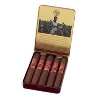 Assorted Rocky Patel Small Cigars in a vintage 5-count tin, featuring premium Rocky Patel cigars with dark brown wrappers.