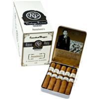 Box of Rocky Patel Small Cigars, premium Rocky Patel Juniors vintage tin with 50 cigars in a 5x10 arrangement.