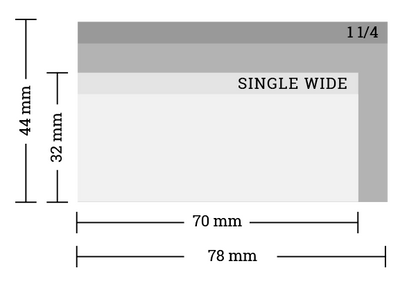 Diagram showing size options for Bugler Rolling Papers, a popular RYO supplies brand for rolling tobacco and cigarettes.