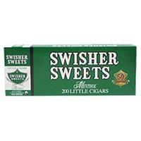 Swisher Sweets Menthol Little Cigars in a carton, containing 200 small cigars with menthol flavor, displayed in the image.