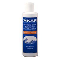 Xikar PG Humidifier Solution bottle with 8oz clear plastic container for cigar humidification accessories.